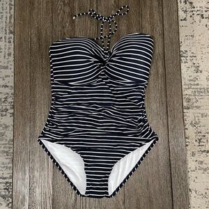 TOMMY HILFIGER Striped Halterneck One-Piece Swimsuit